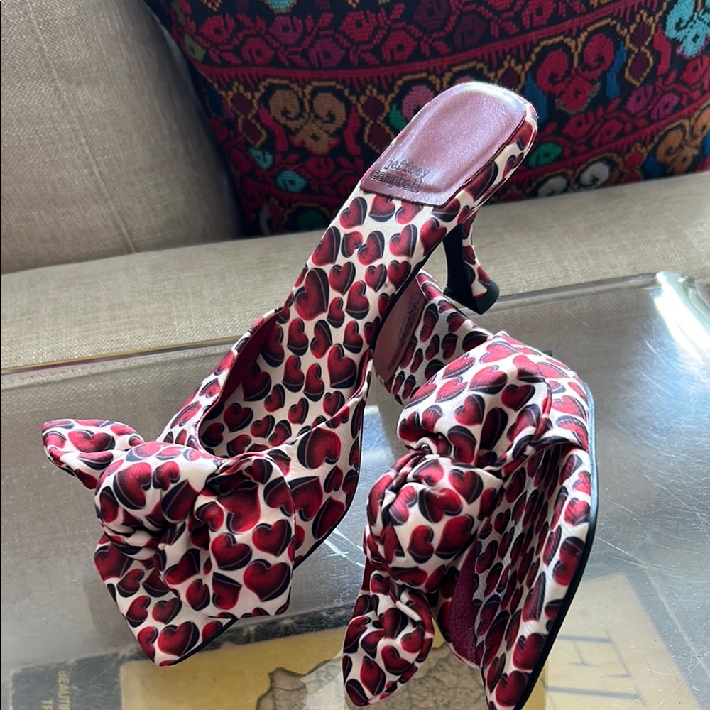 Jeffrey Campbell Red and Cream Heels with Animal Print